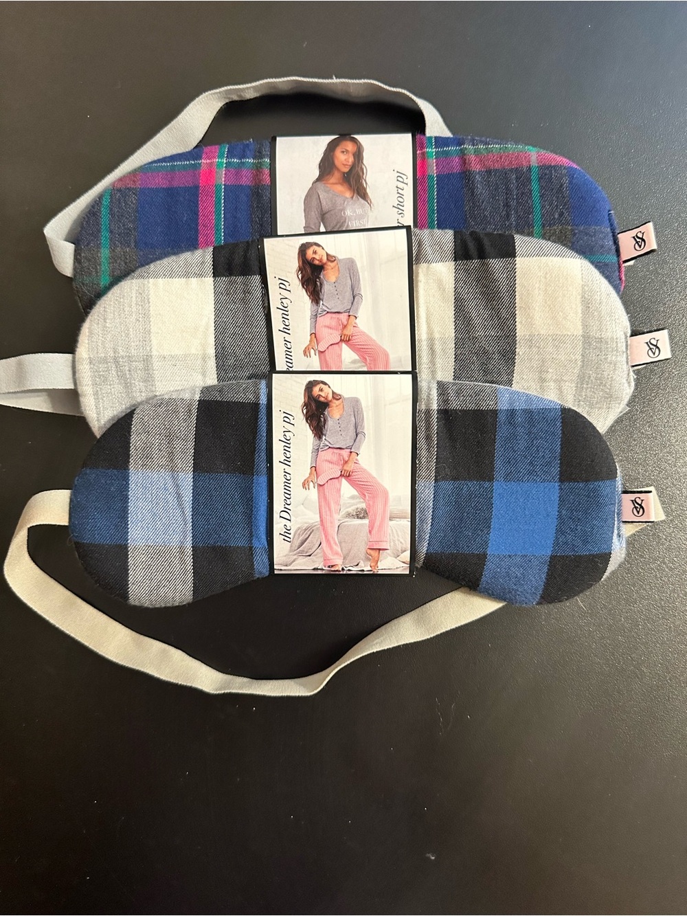 Victoria's Secret Plaid Sleep Mask Trio - Blue, Gray, Multicolor